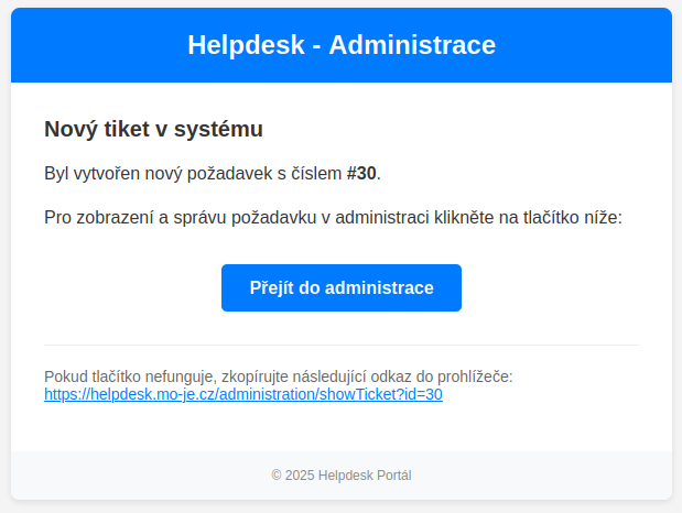Email administrátorovi